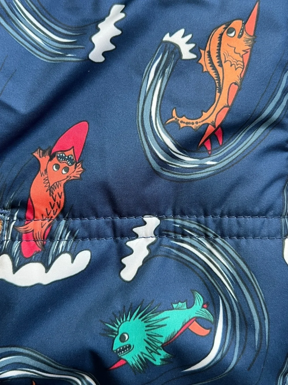 Patagonia Navy Surf Print Reversible Tribbles Jacket with hood size 2T